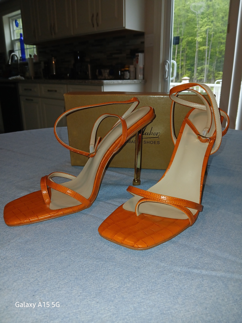Only Maker Orange Strappy High-Heel Sandals for Women - Picture 2 of 4